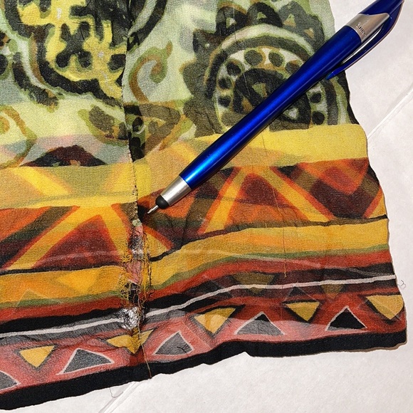 Boston Proper Green Silk Medallion Wooden Beaded Tunic Cover Up M - Picture 8 of 8